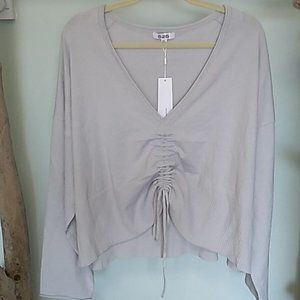 NEW 525 adjustable ruched front deep v neck lightweight long slee